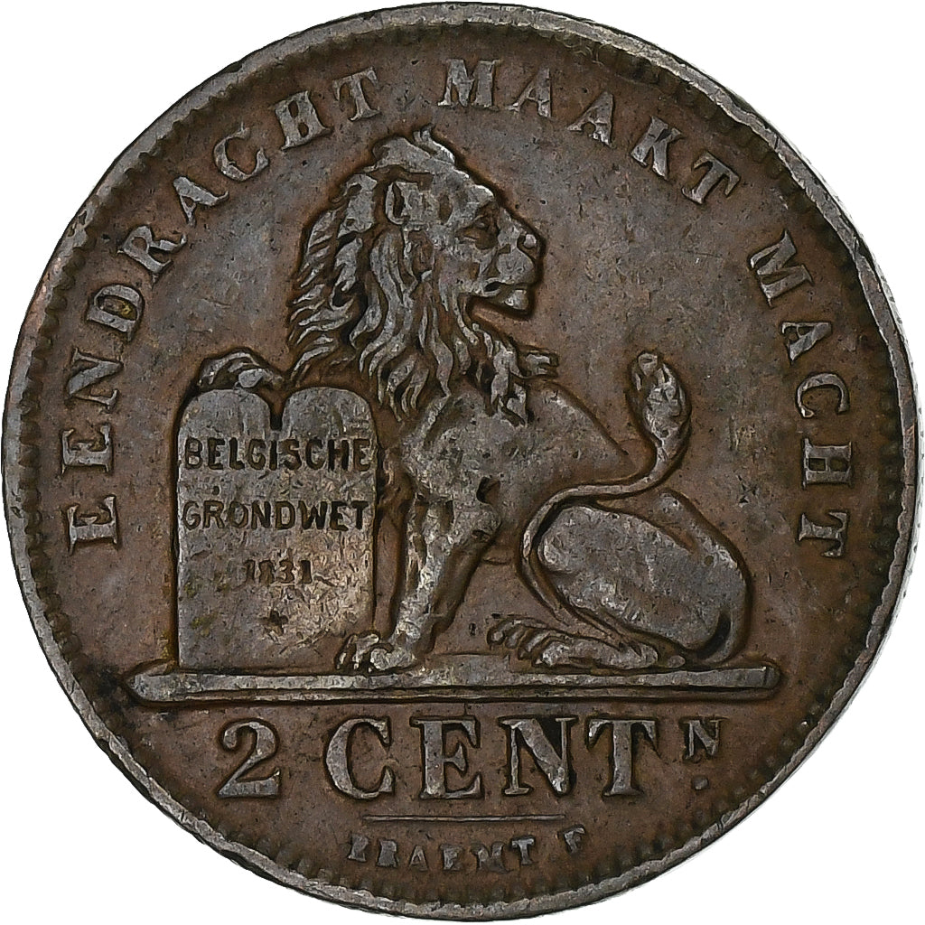 Bélgica, Albert I, 2 Centimes, 1911, Brussels, Cobre, MBC