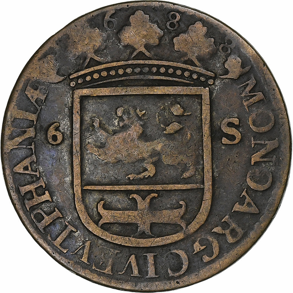 Paesi Bassi, City of Zutphen, 6 Stuivers, Rijderschelling, 1688, Biglione, MB