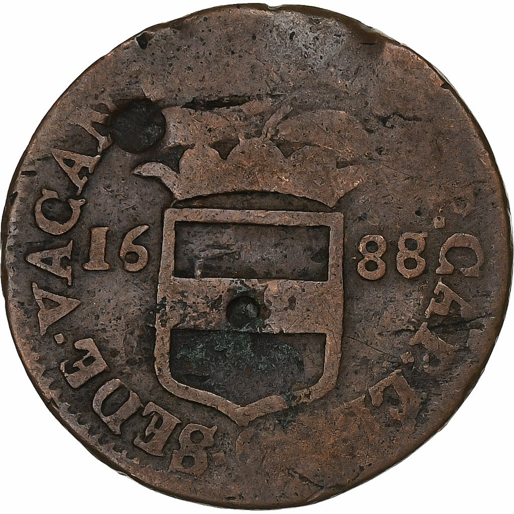 Prince-Bishopric of Liège, Liard, Vacant chair, 1688, Copper, F(12-15)