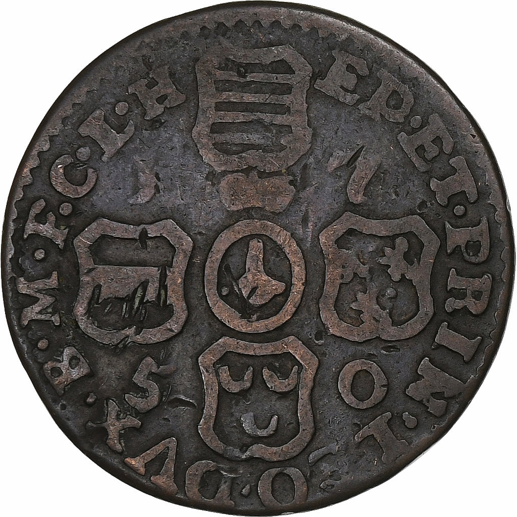 Principado de Lieja, John Theodore, Liard, 1750, Cobre, BC+