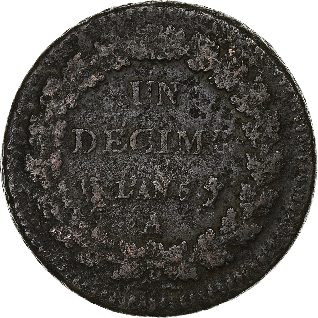 Francja, Decime, Dupré, AN 5, Paris, Miedź, F(12-15)
