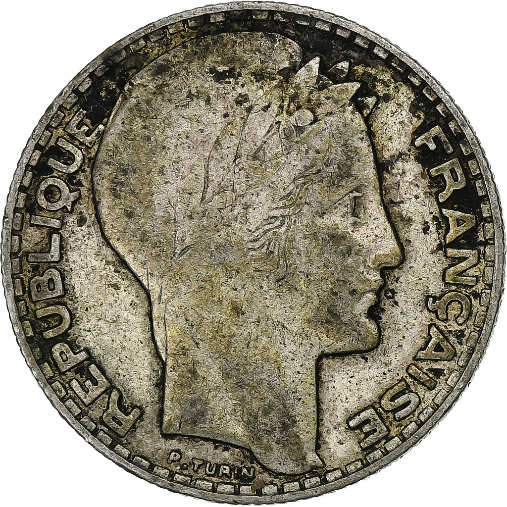 Francia, 10 Francs, Turin, 1932, Paris, Plata, BC+