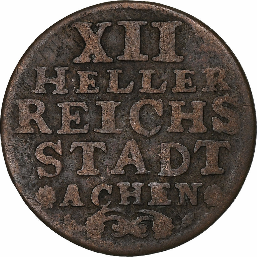 Estados alemanes, City of Aachen, 12 Heller, 1759, Bronce, BC