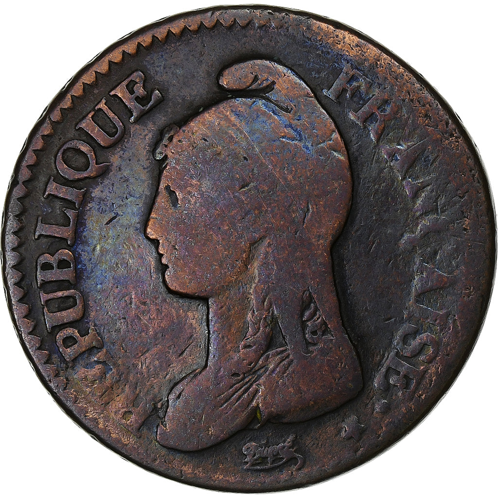 Frankreich, Decime, Dupré, AN 8, Geneva, Kupfer, S, Gadoury:187a