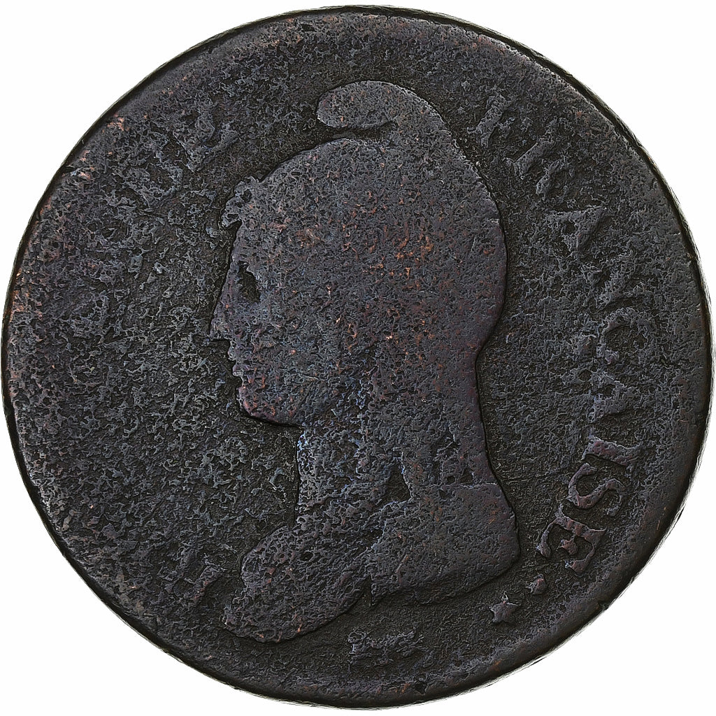 France, Decime, Dupré, AN 7, Paris, Cuivre, B+, Gadoury:187