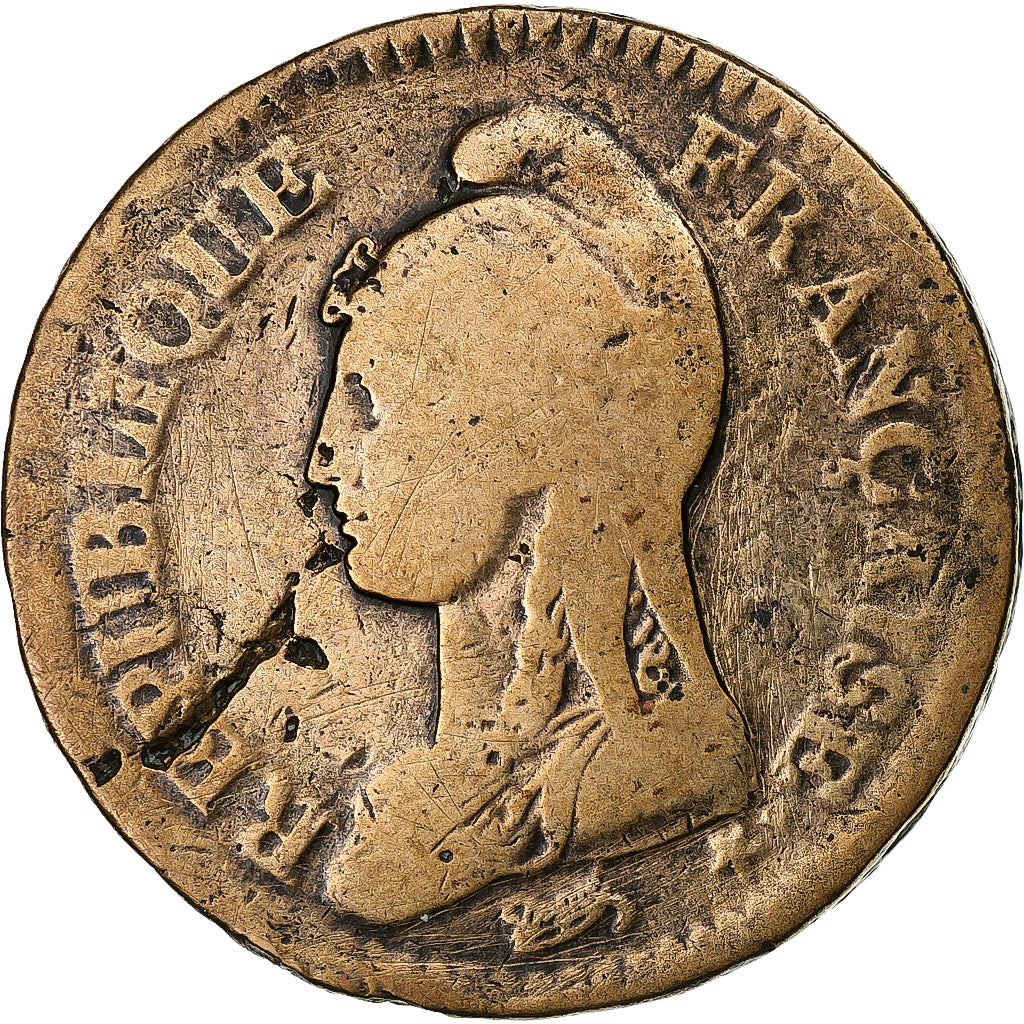 France, Decime, Dupré, AN 5, Paris, Copper, VF(20-25), Gadoury:187