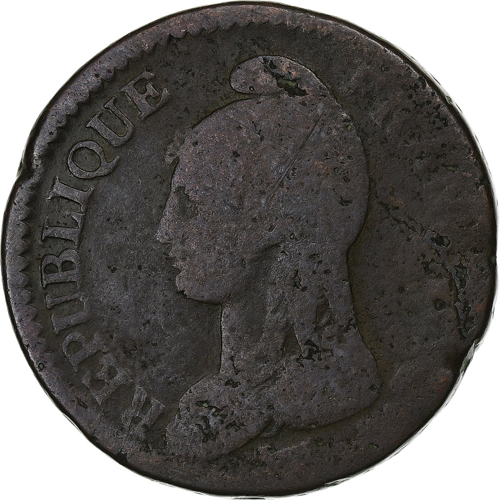 France, 2 Decimes, Dupré, AN 4, Paris, Copper, VF(20-25), Gadoury:300