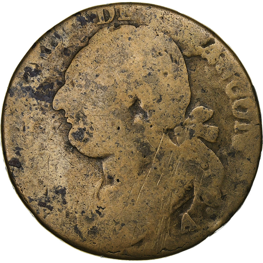 Frankreich, 12 deniers françois, 1792 / AN 4, Paris, Kupfer, SGE+