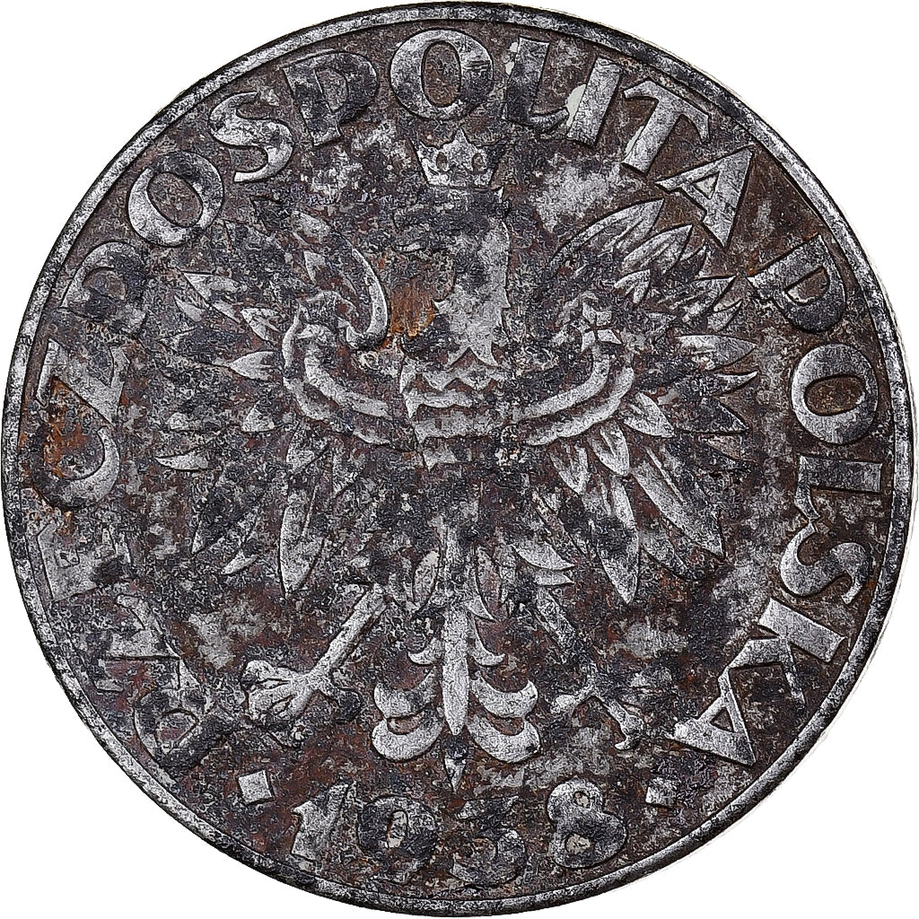 Poland, 50 Groszy, 1938, Warsaw, Nickel Plated Iron, VF(20-25)