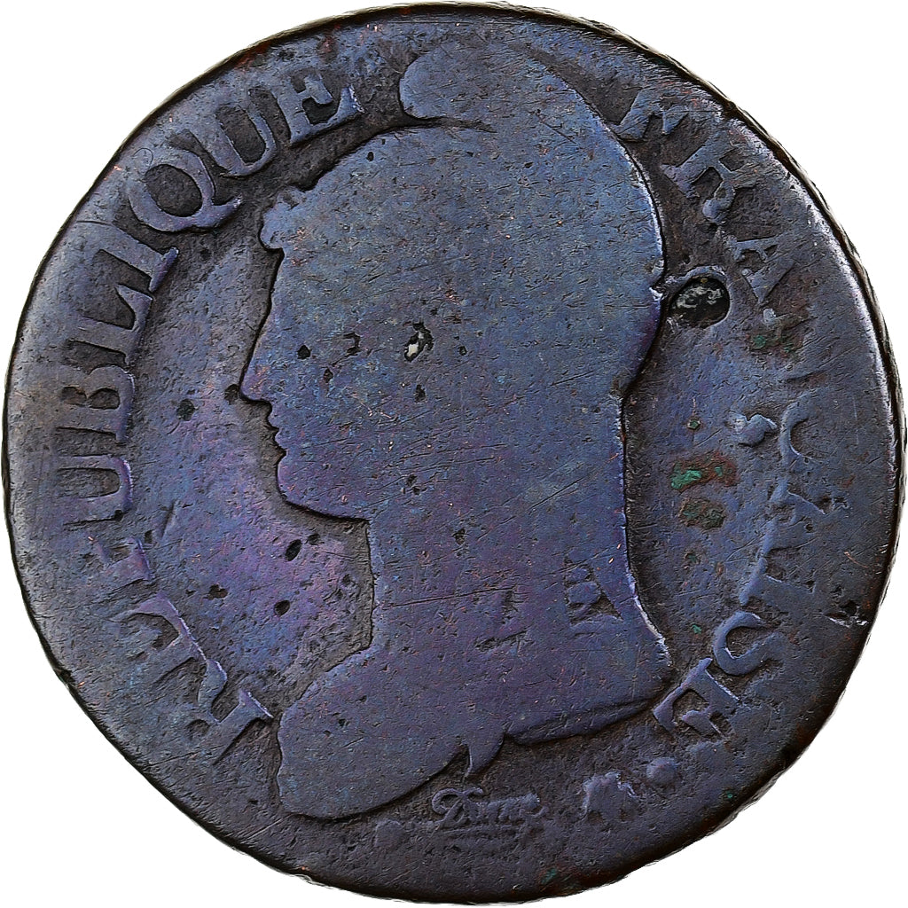 Francja, 5 Centimes, Dupré, AN 5, Lille, Miedź, F(12-15)