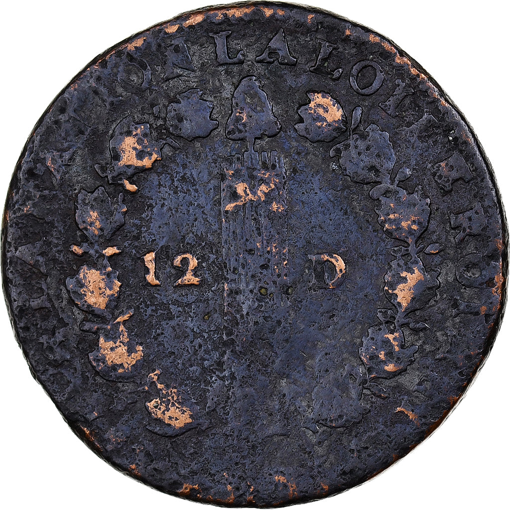 Frankreich, Louis XVI, 12 deniers françois, 1792 / AN 4, Montpellier, Kupfer