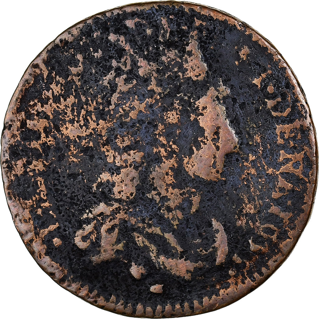França, Louis XIV, Liard, 1655, Bordeaux, Cobre, F(12-15)