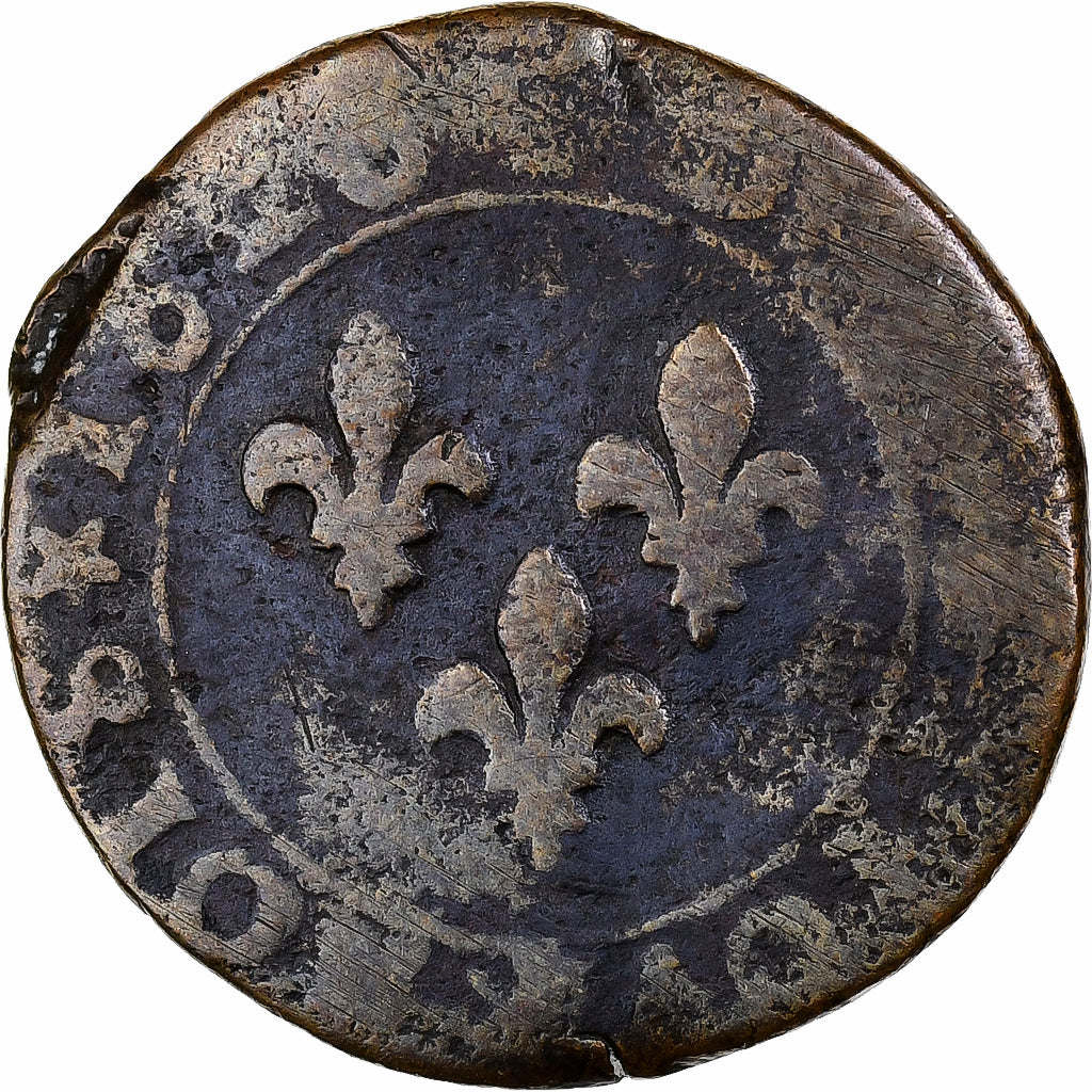 Francia, Louis XIII, Double Tournois, 1626, Poitiers, Cobre, BC