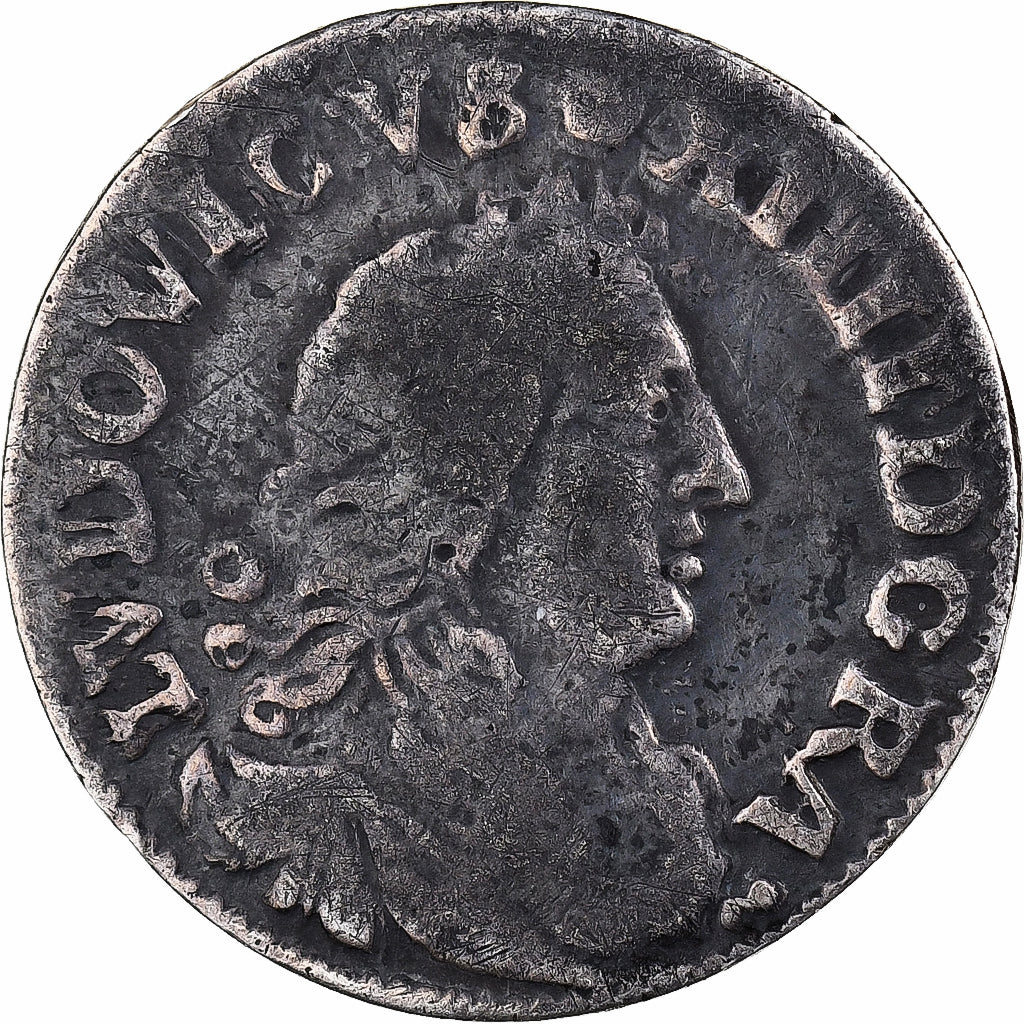 France, Louis XIV, 4 Sols, 1677, Vimy, Silver, VF(20-25)