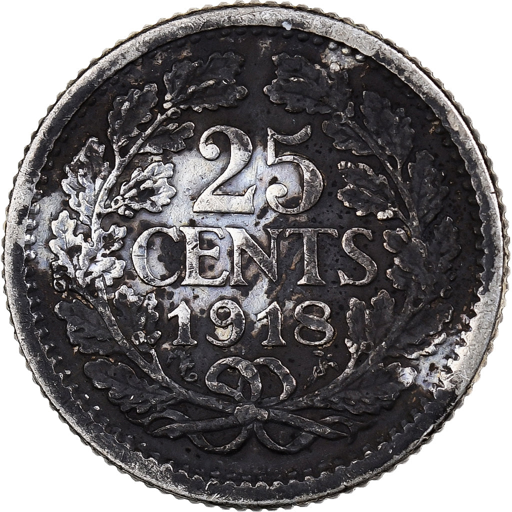 Niederlande, Wilhelmina I, 25 Cents, 1918, Utrecht, Silber, SS