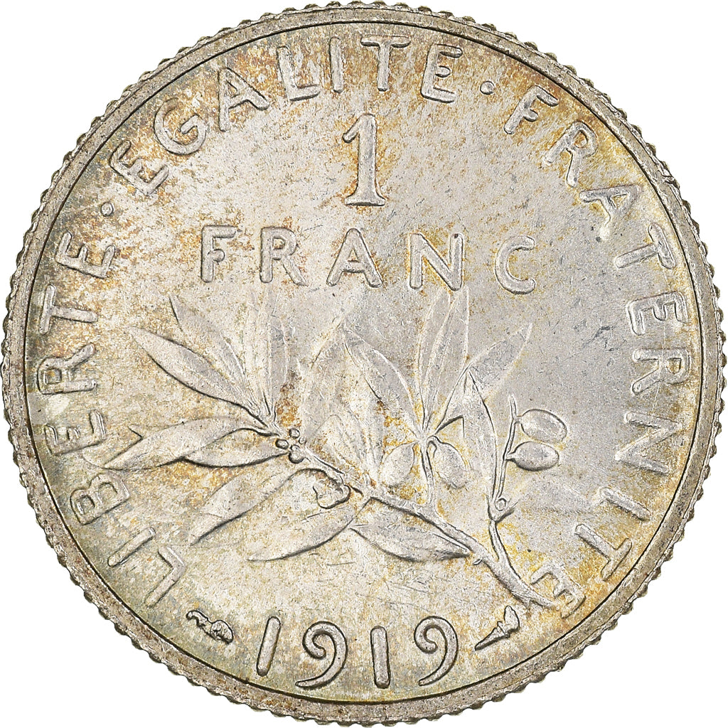 Coin, France, Semeuse, Franc, 1919, Paris, MS(63), Silver, KM:844.1
