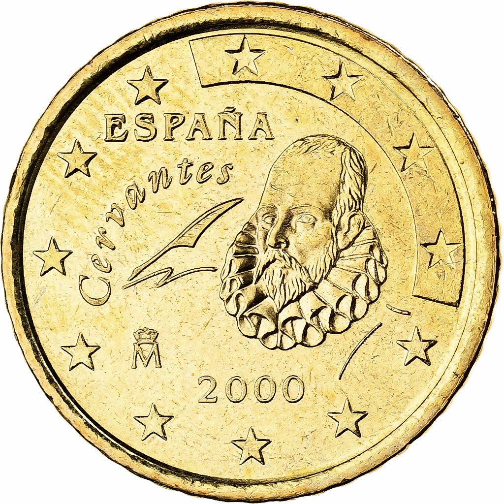 Spanje, 50 Centimes, Miguel de Cervantes, 2000, Madrid, Nordic gold, UNC-