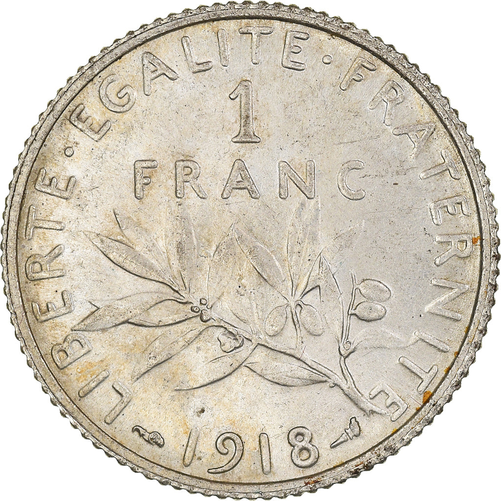 Coin, France, Semeuse, Franc, 1918, Paris, MS(63), Silver, KM:844.1