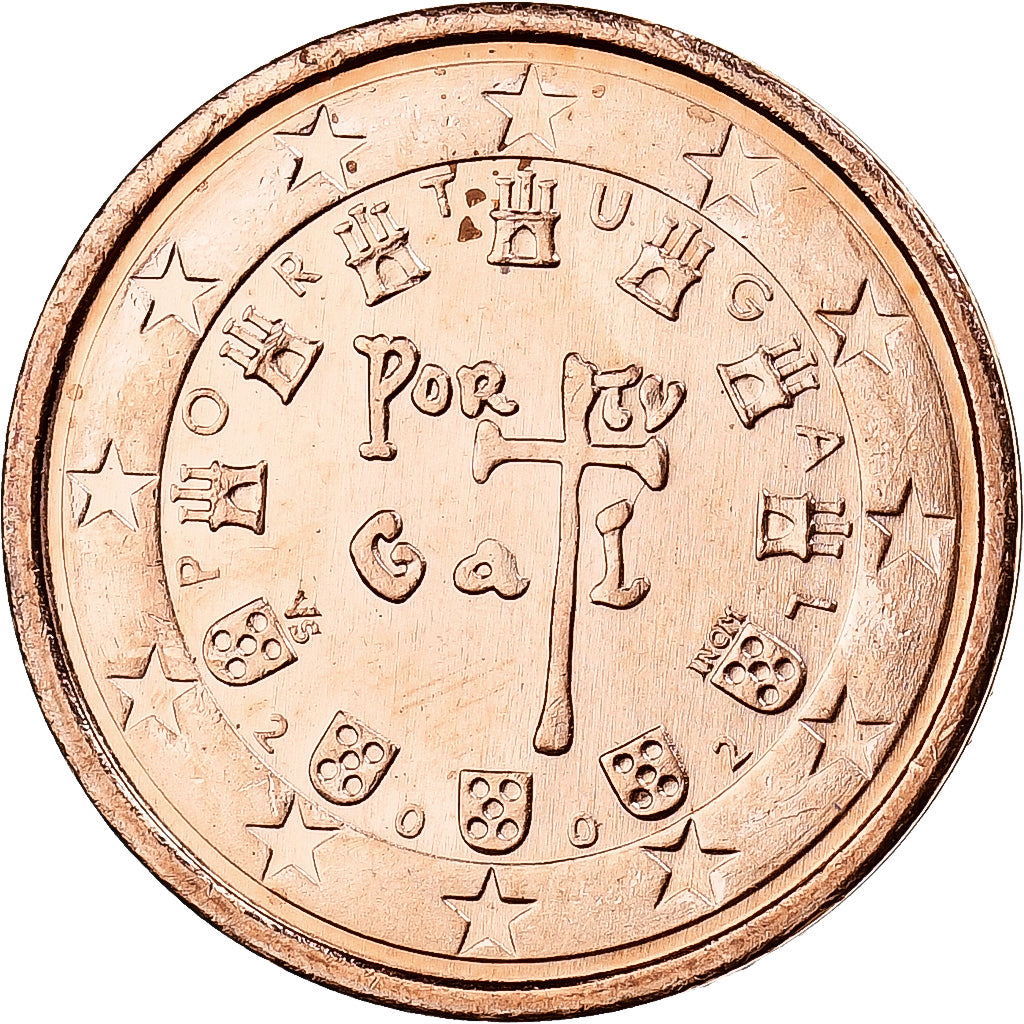 Portugal, 2 Centimes, 2002, Lisbon, Cobre chapado en acero, SC