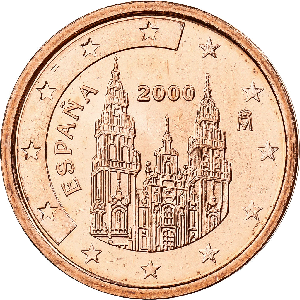 España, 2 Centimes, Burgos cathedral, 2000, Madrid, Cobre chapado en acero, SC