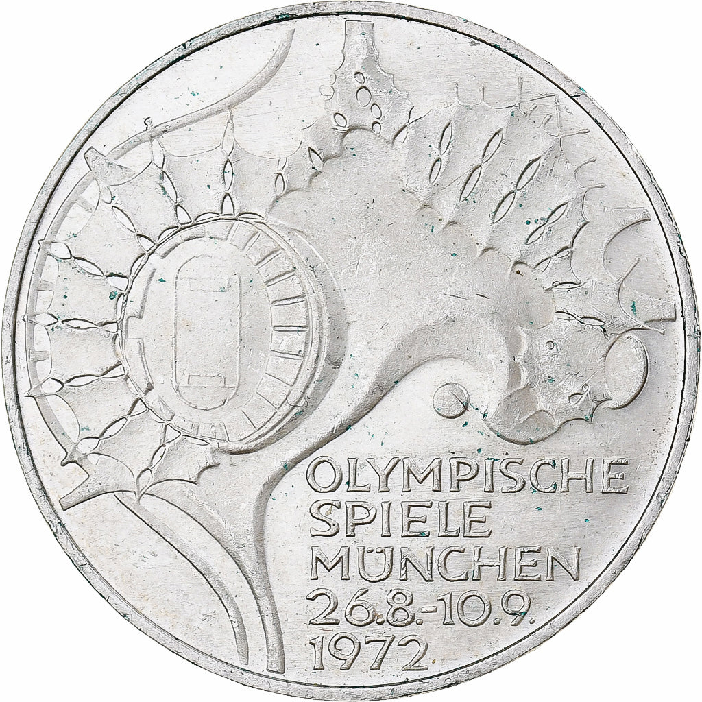 Germany, 10 Mark, Olympic Games, 1972, Karlsruhe, Silver, AU(50-53)