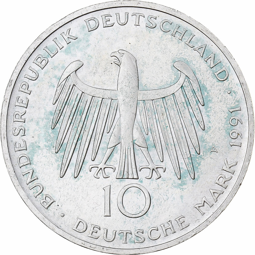 Deutschland, 10 Mark, Porte de Brandebourg, 1991, Munich, Silber, SS