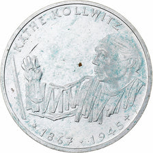 Germany, 10 Mark, Käthe Kollwitz, 1992, Karlsruhe, Silver, AU(55-58)