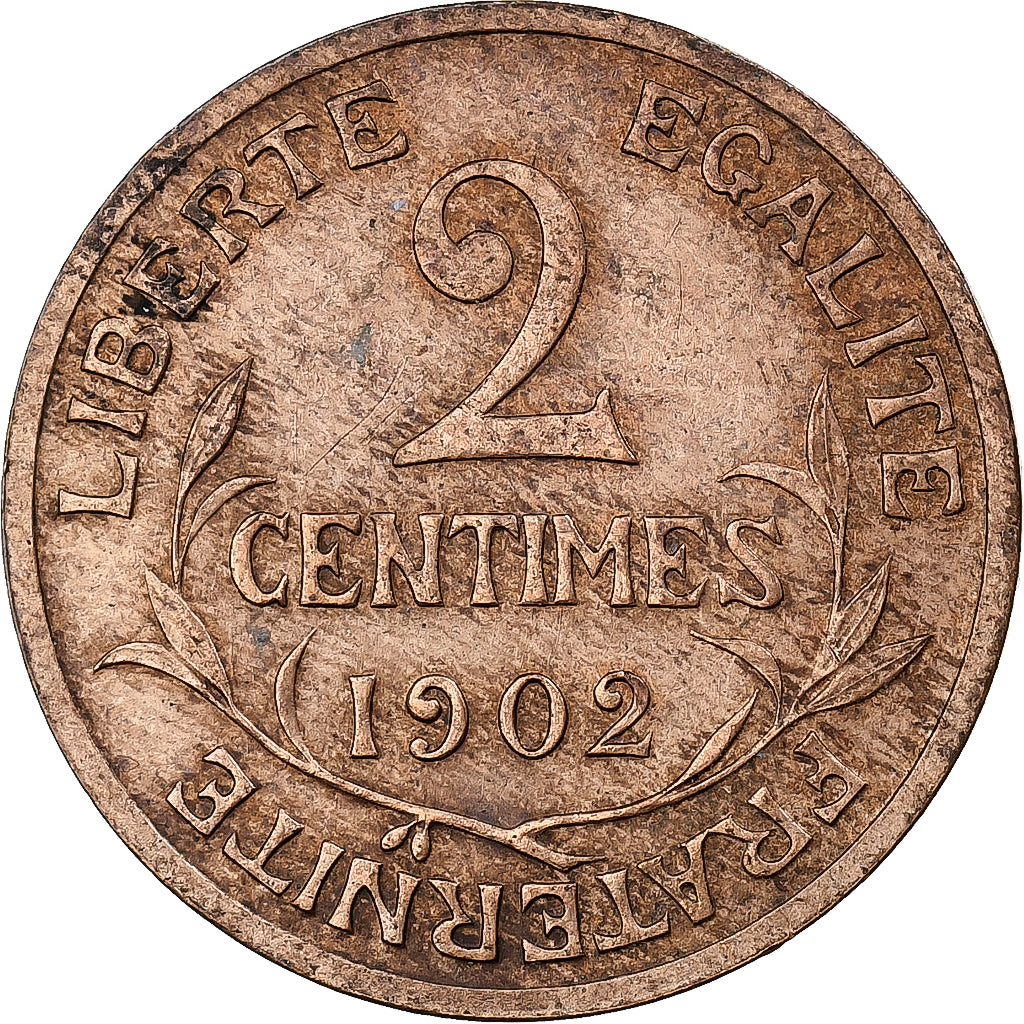 Francia, 2 Centimes, Daniel-Dupuis, 1902, Paris, Bronzo, BB