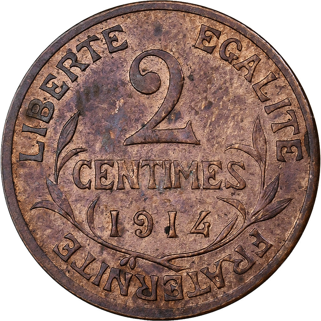 Frankrijk, 2 Centimes, Daniel-Dupuis, 1914, Paris, Bronzen, ZF