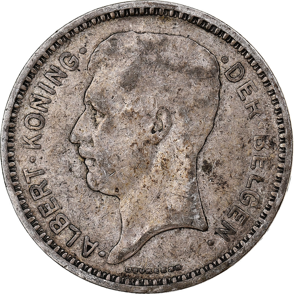 Belgium, Albert I, 20 Francs, 1934, Brussels, Silver, VF(30-35)