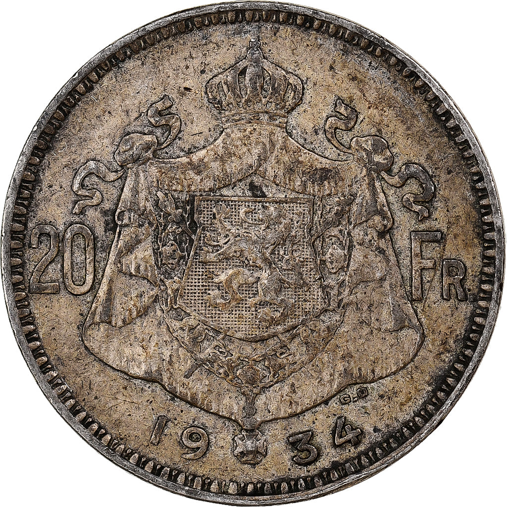 Belgique, Albert Ier, 20 Francs, 1934, Bruxelles, Argent, TB+
