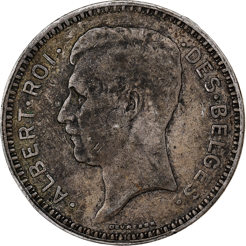 Belgio, Albert I, 20 Francs, 1934, Brussels, Argento, MB+