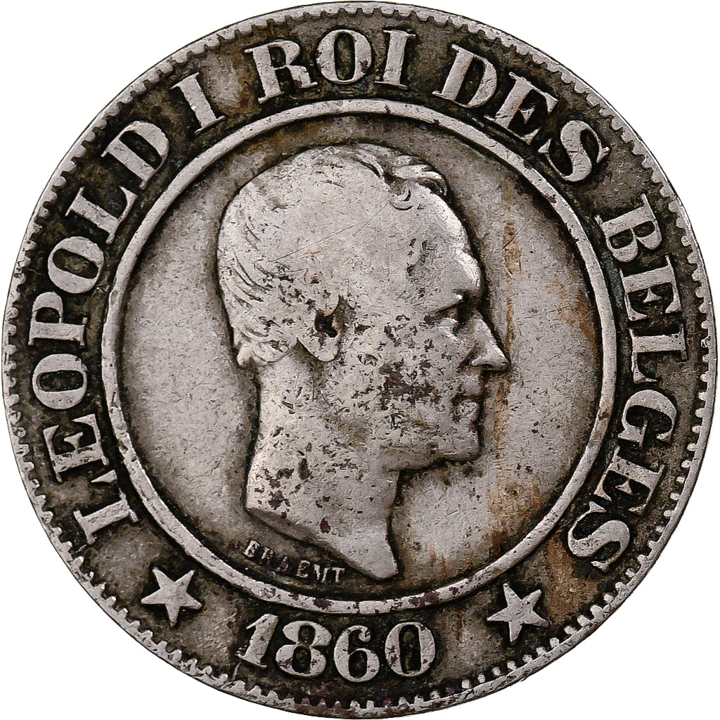 Bélgica, 20 Centimes, 1860, Brussels, Cobre - níquel, BC+