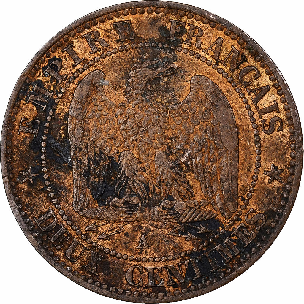 France, Napoleon III, 2 Centimes, 1855, Paris, Bronze, VF(30-35)