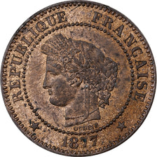 France, 2 Centimes, Cérès, 1877, Paris, Bronze, VF(30-35)