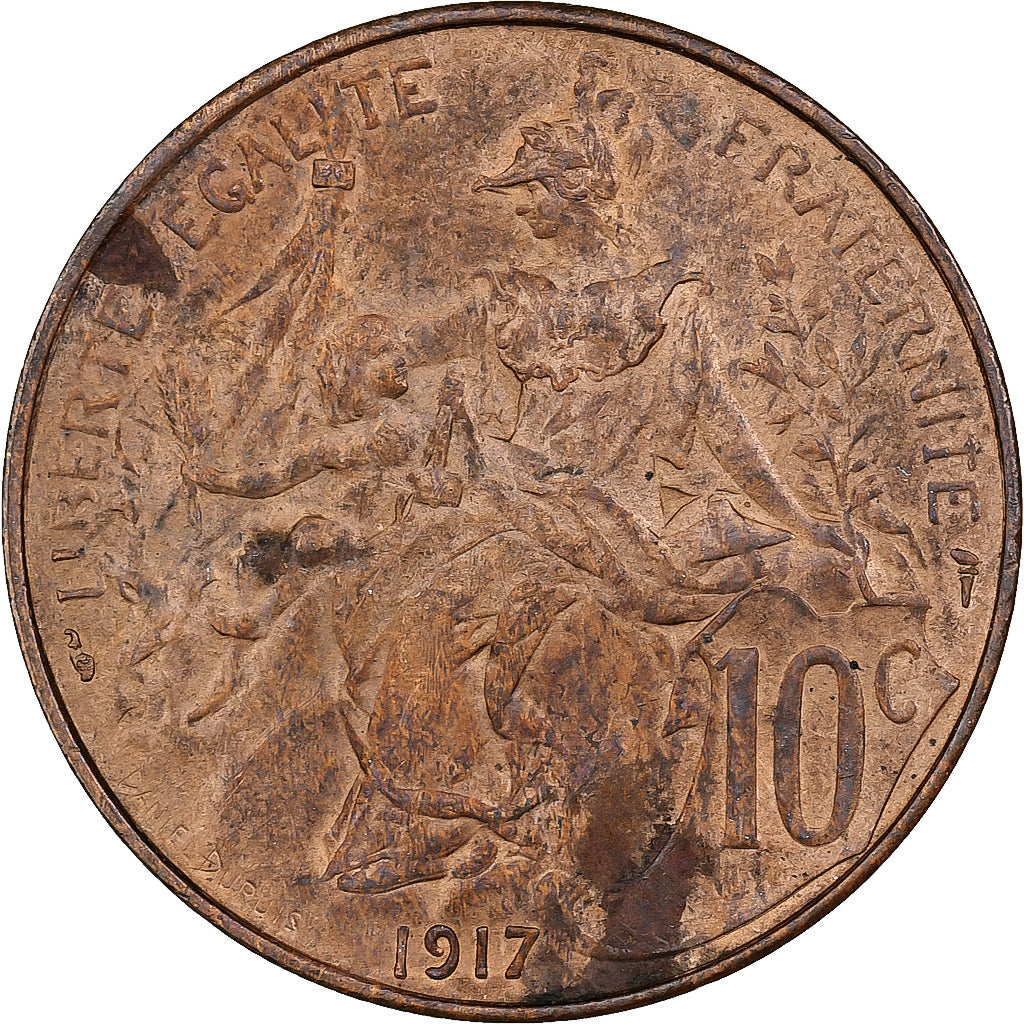 Francja, 10 Centimes, Dupuis, 1917, Paris, Brązowy, VF(30-35)