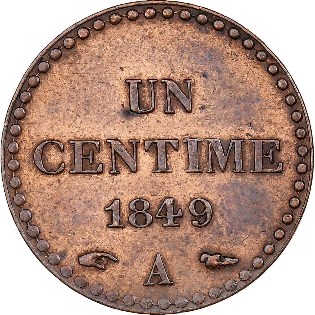 Francja, Centime, Dupré, 1849, Paris, Brązowy, EF(40-45)