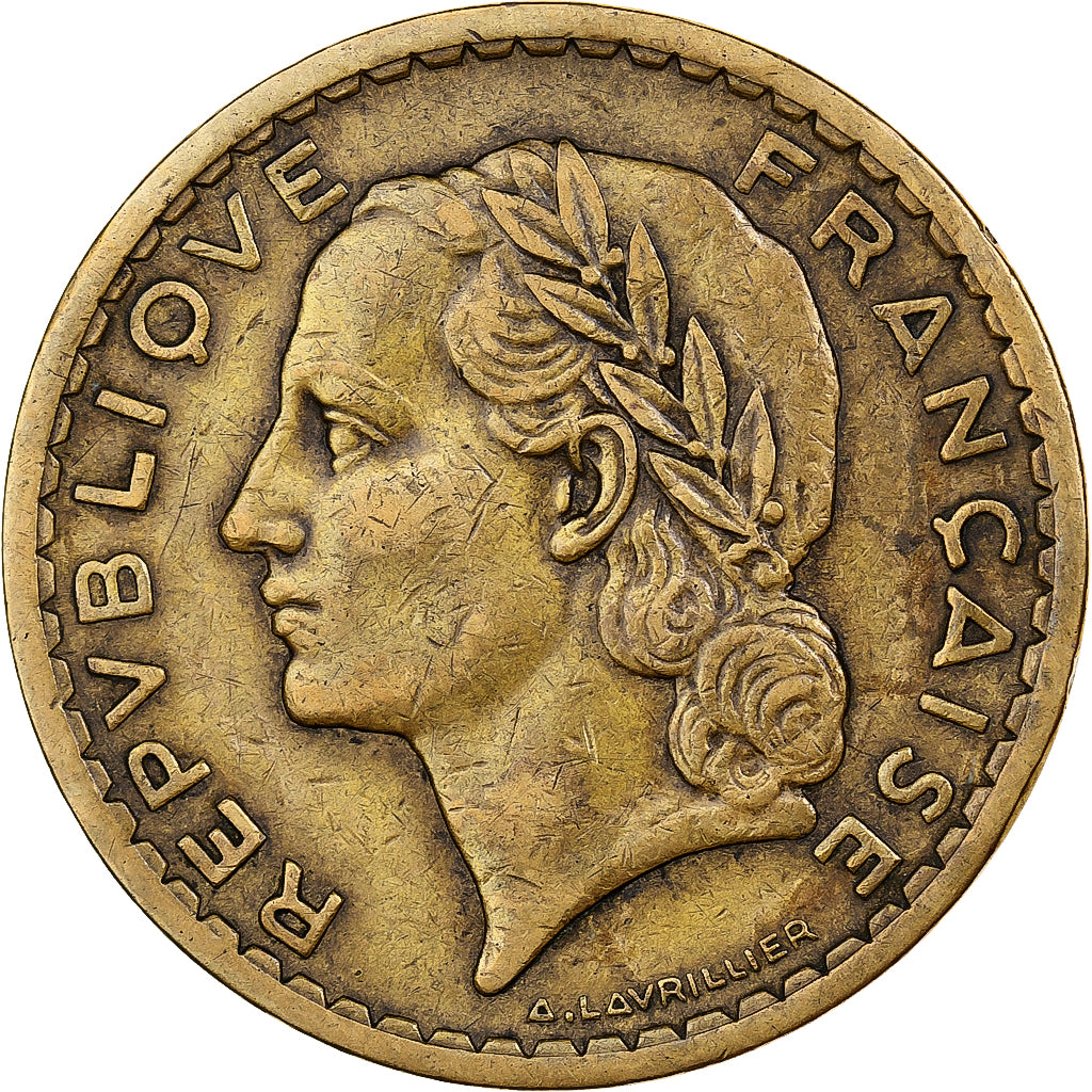 Francia, 5 Francs, Lavrillier, 1945, Castelsarrasin, Rame-alluminio, MB+