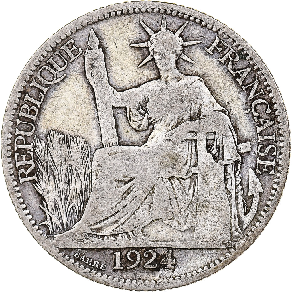 Indochina Francesa, 20 Centimes, 1924, Paris, Prata, VF(20-25)