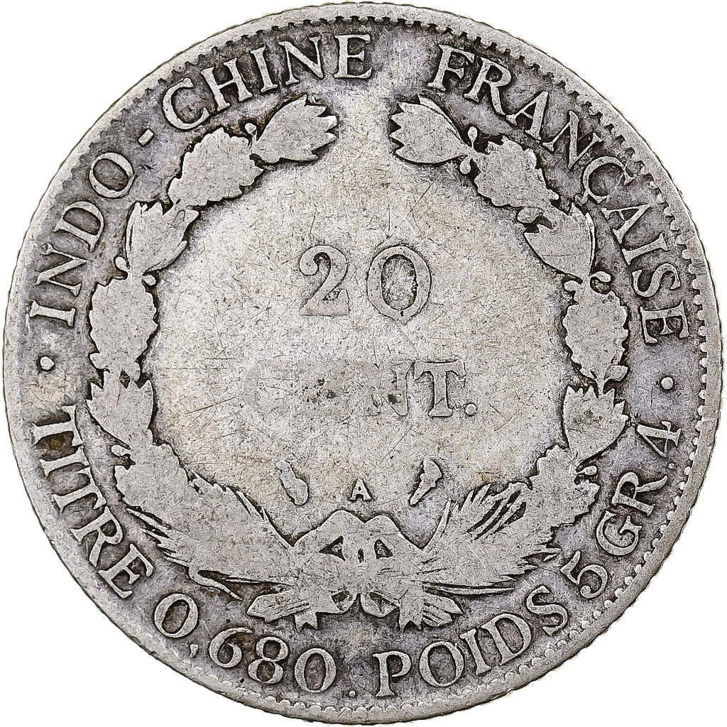 Indochina Francesa, 20 Centimes, 1924, Paris, Prata, VF(20-25)