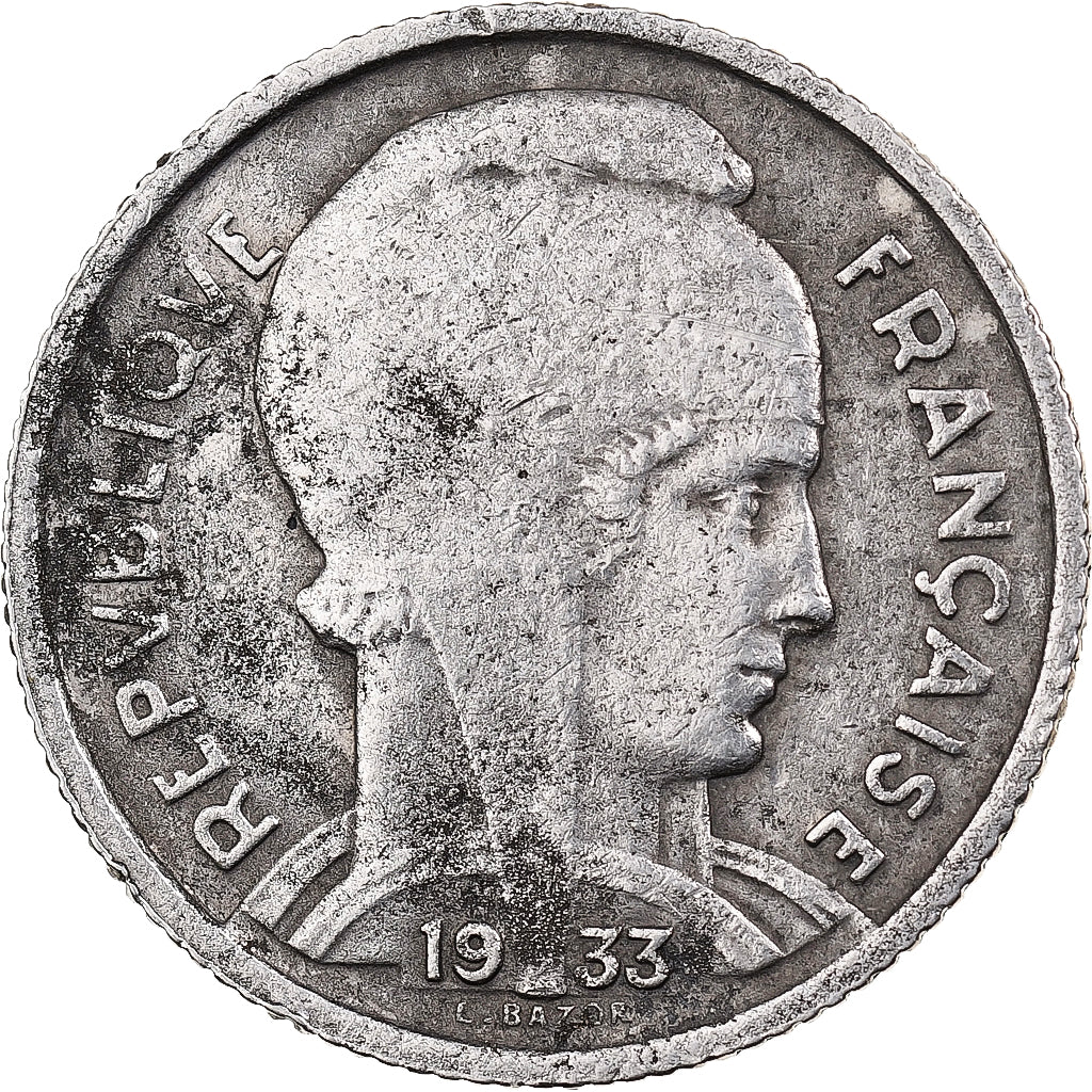 França, 5 Francs, Bazor, 1933, Paris, Níquel, VF(30-35)