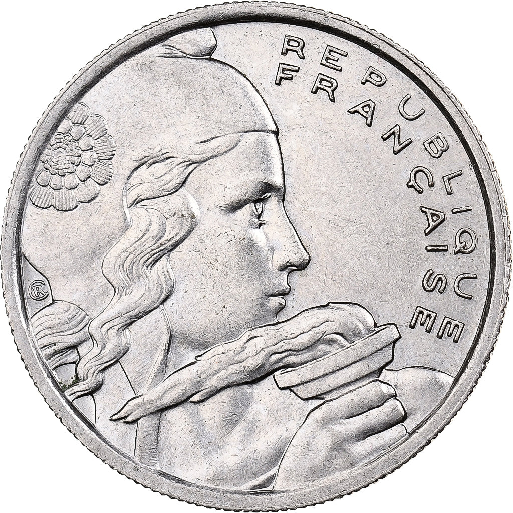 França, 100 Francs, Cochet, 1955, Beaumont-Le-Roger, Cobre-níquel, MS(60-62)