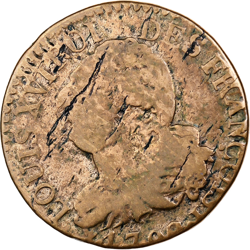 Frankreich, Louis XVI, 3 Deniers françois, 1792 / AN 4, Limoges, Messing, SGE+