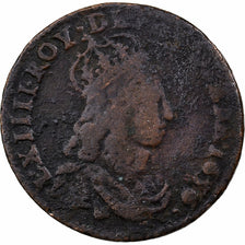 França, Louis XIV, Liard, 1656, Meung-sur-Loire, Cobre, VF(20-25), C2G:82
