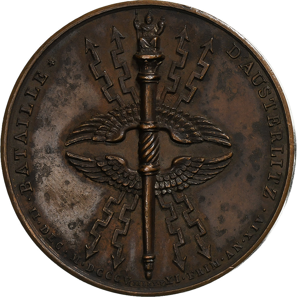 France, Medal, Napoleon I, Austerlitz Battle, 1805, Bronze, Jaley, AU(50-53)