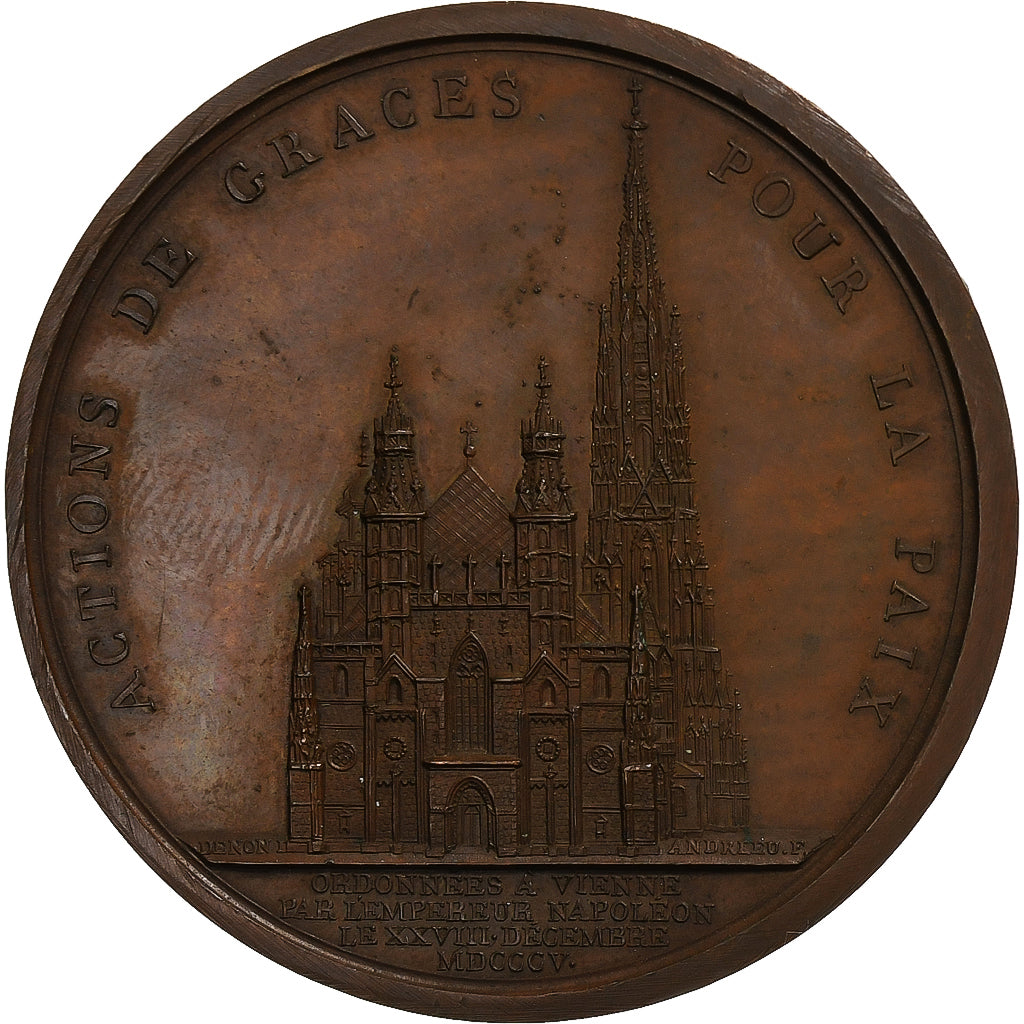 France, Medal, Napoleon I, Cathedral of Vienna, 1805, Bronze, Andrieu, AU(55-58)