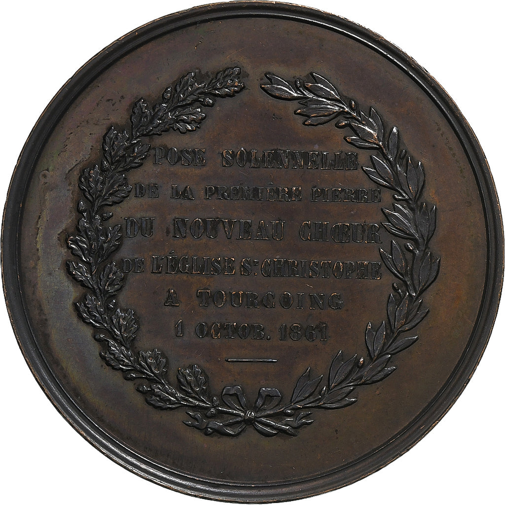 France, Médaille, Napoléon III, Nouveau Chœur, Tourcoing, 1861, Cuivre