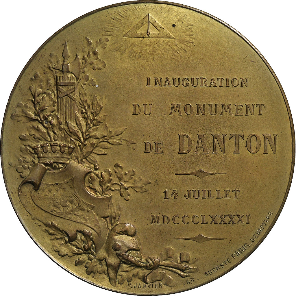 France, Médaille, Monument de Danton, 1891, Bronze, Janvier, TTB+