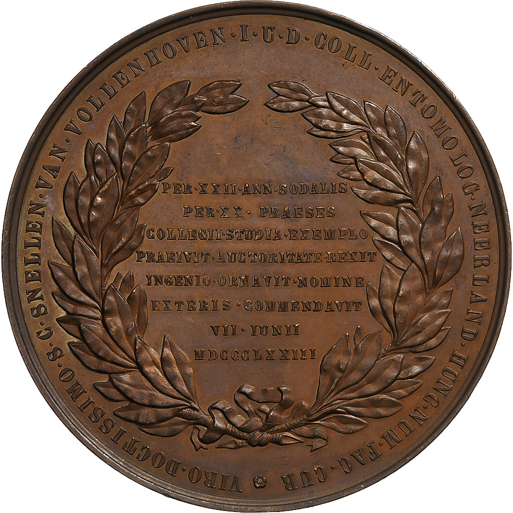 Países Baixos, medalha, S. C. Snellen van Vollenhoven, Entomologist, 1873