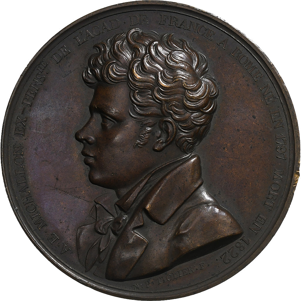 France, Medal, In memory of Michallon, 1823, Copper, Tiolier, AU(55-58)